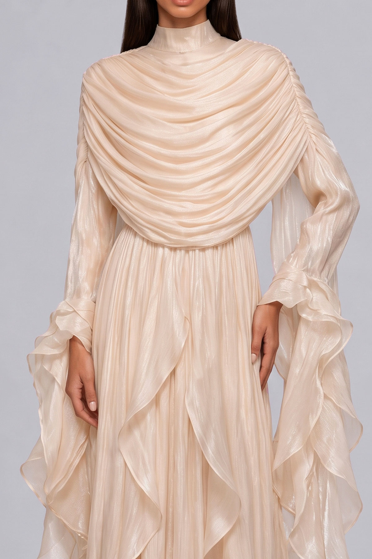 Karla High Neck Ruched Maxi Dress