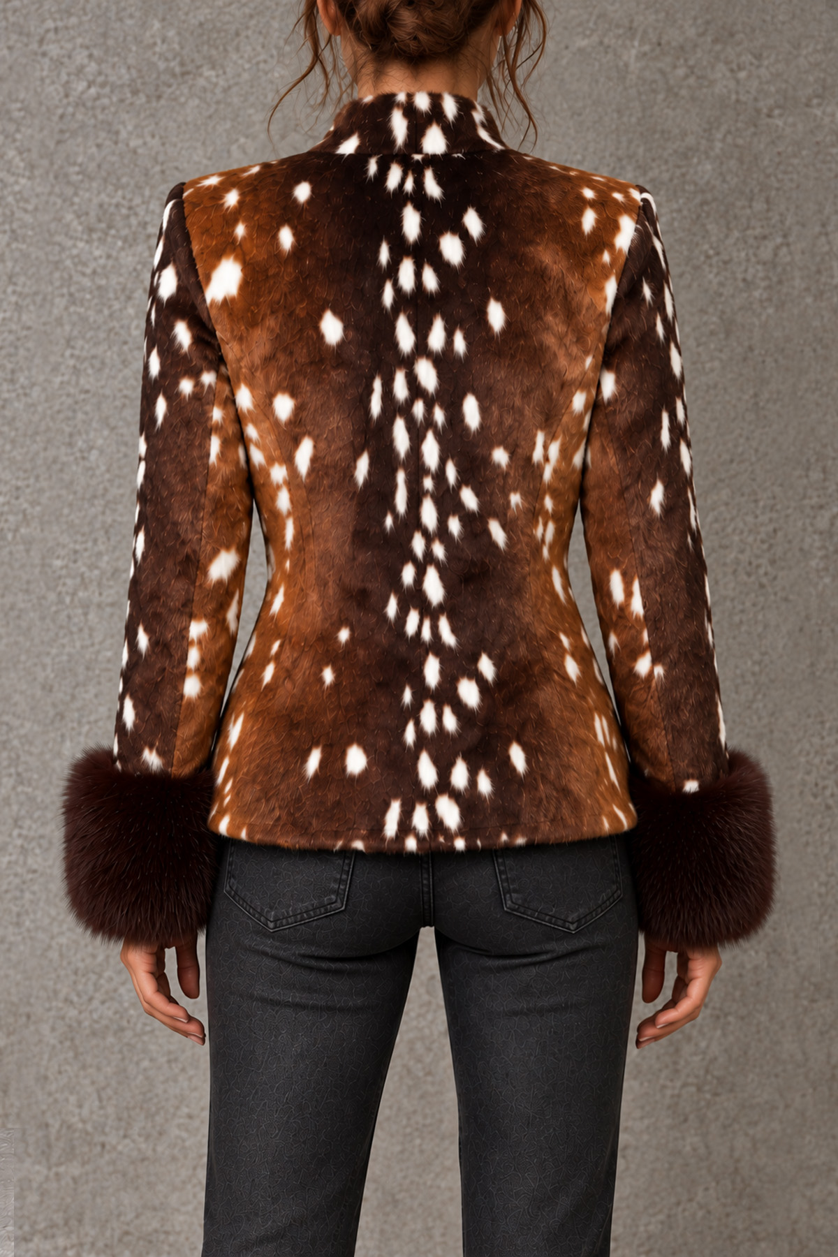 Katia Animal Print Button Fur Coat