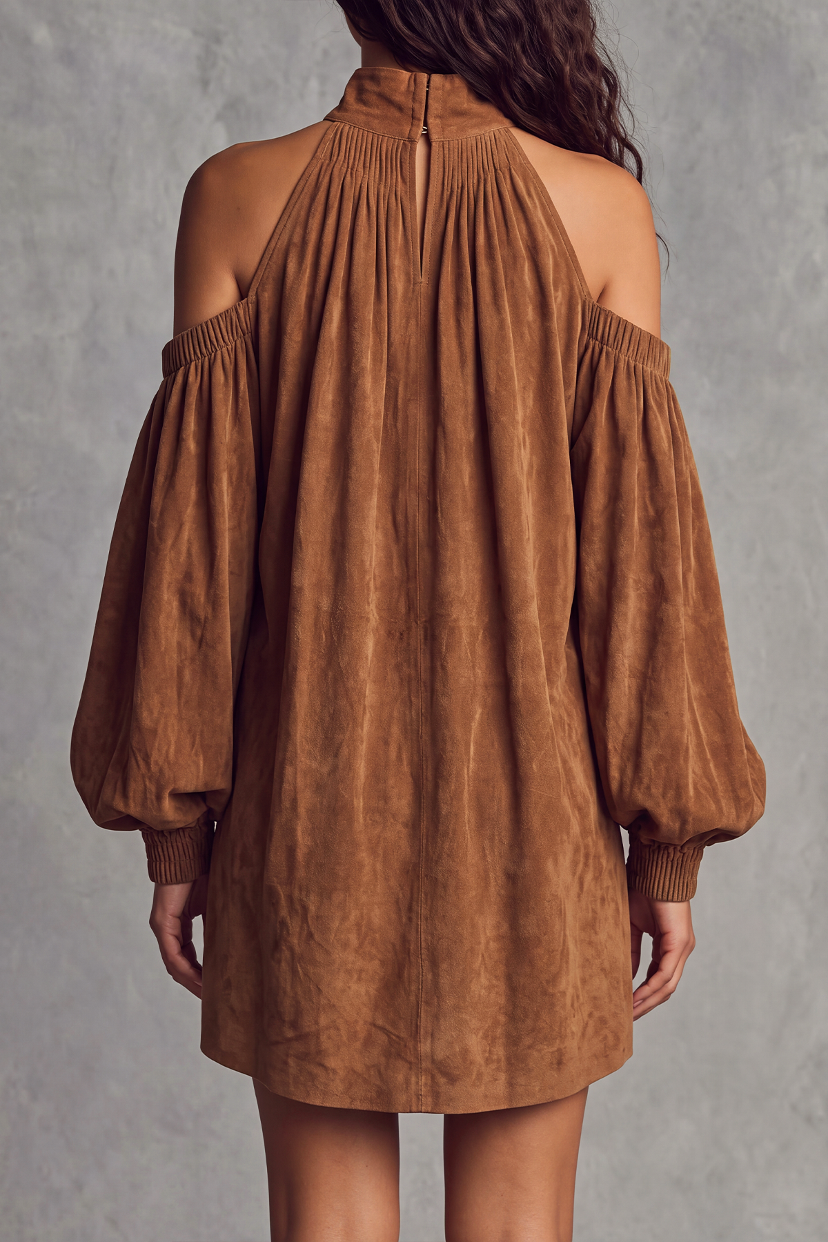 Kelvora Long Sleeve Suede Mini Dress