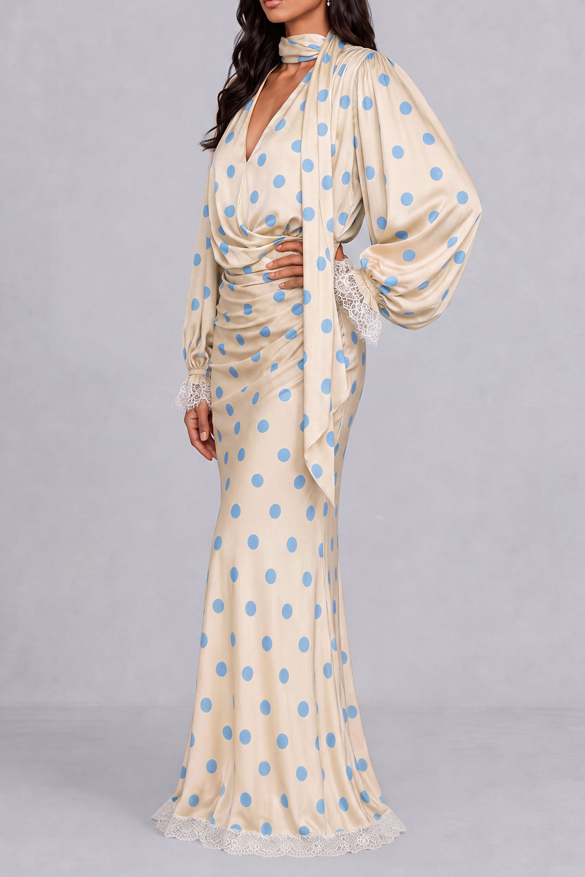 Kendall Balloon Sleeve Polka Dot Maxi Dress