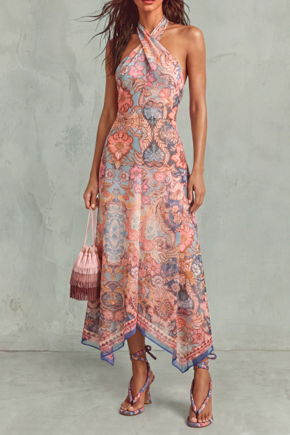 Kendra Halter Neck Floral Midi Dress