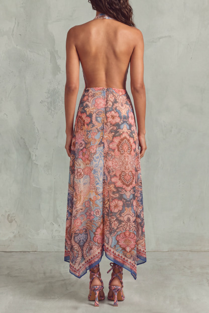 Kendra Halter Neck Floral Midi Dress