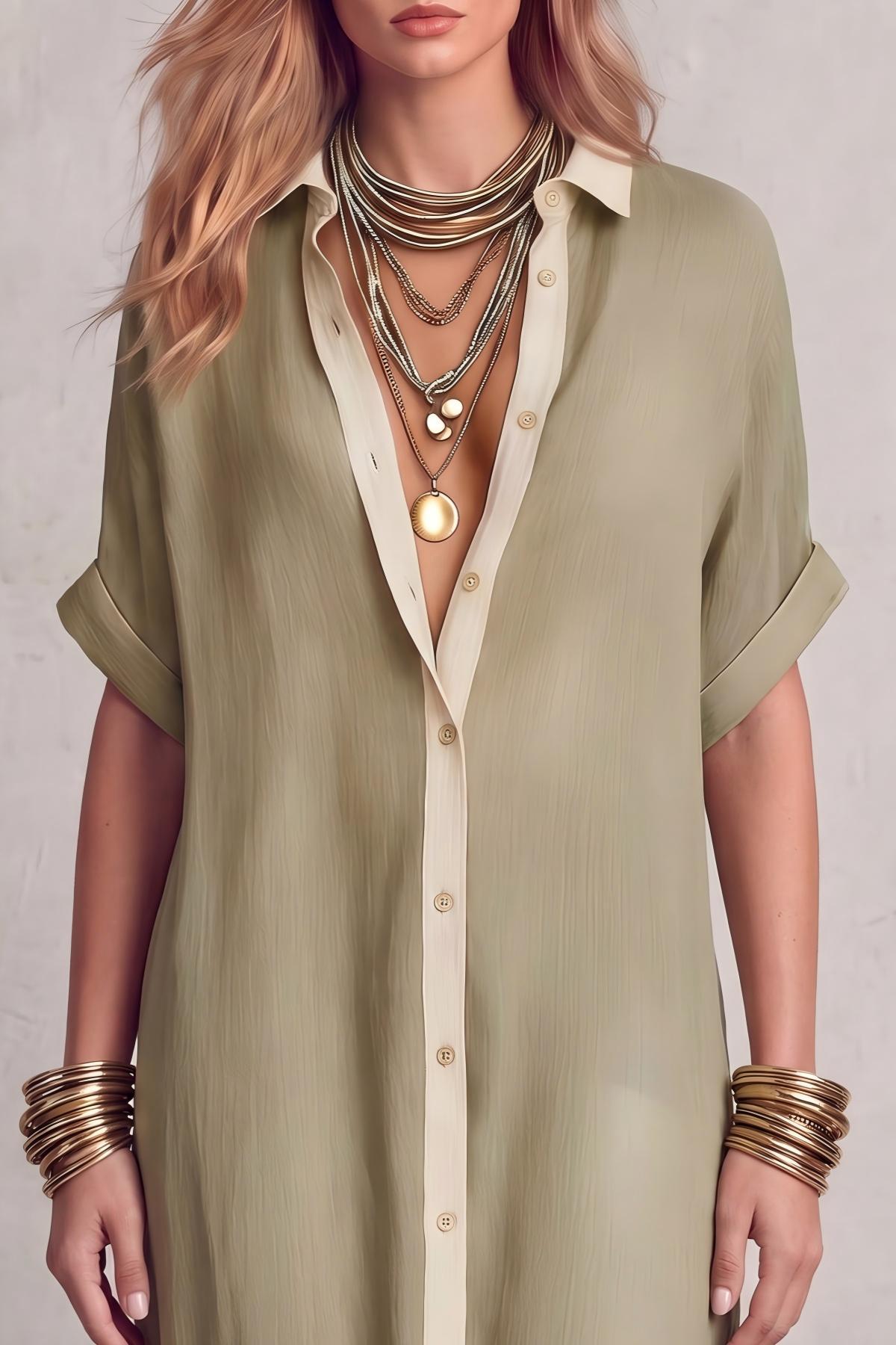 Kyvora Button Slit Shirt Maxi Dress