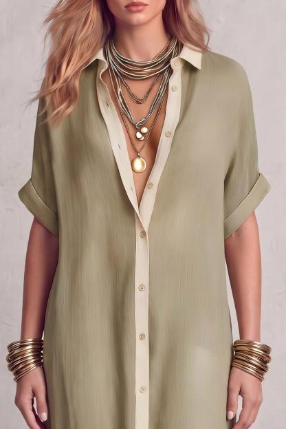 Kyvora Button Slit Shirt Maxi Dress