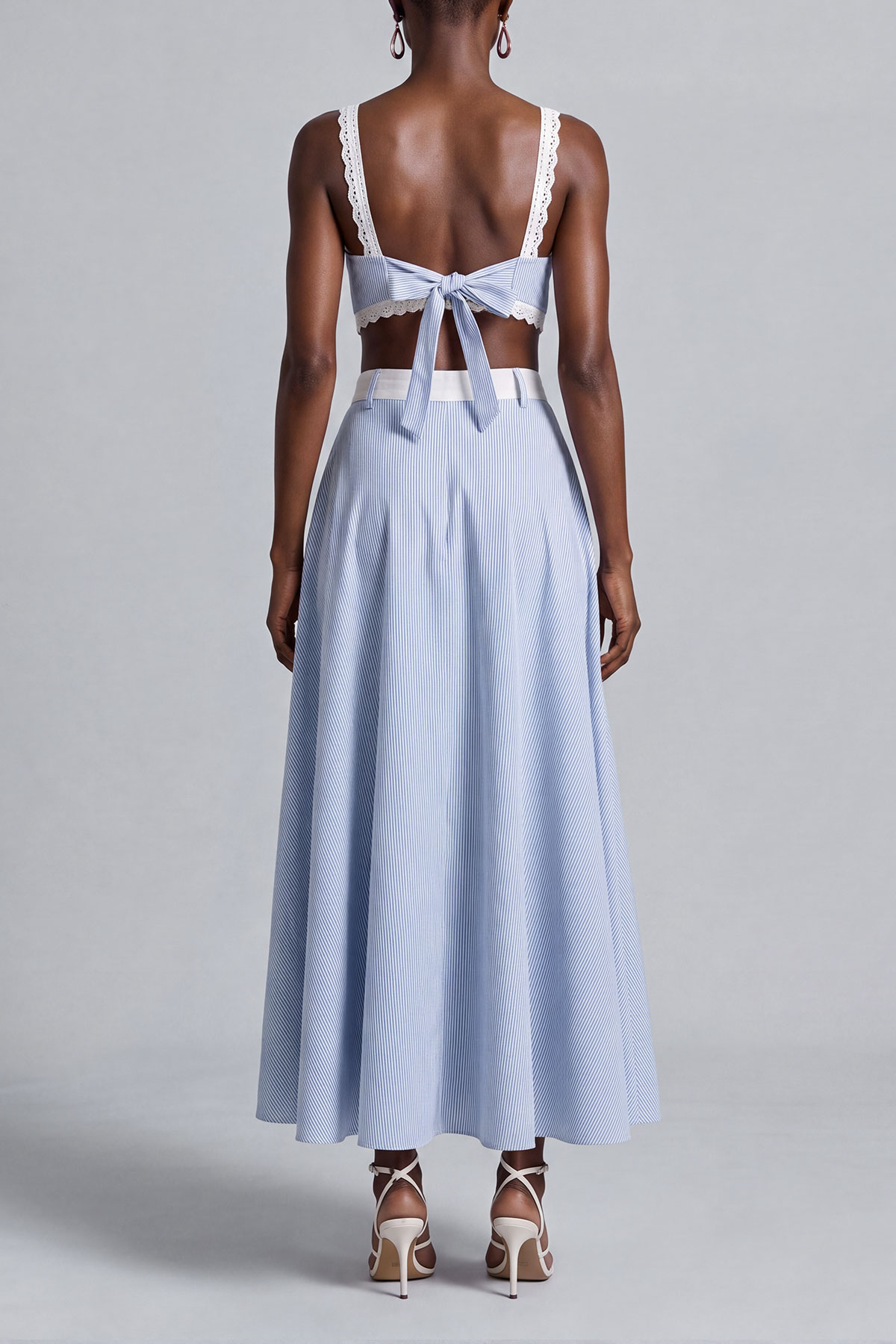 Laura Spaghetti Stripe Lace Trim Skirt Set