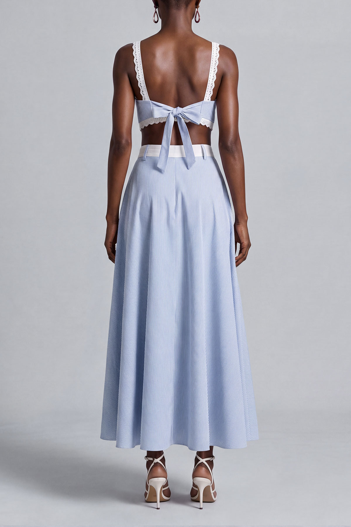 Laura Spaghetti Stripe Lace Trim Skirt Set