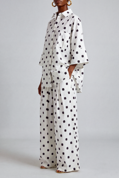 Laurent Polka Dot Button Wide Leg Pants Set 