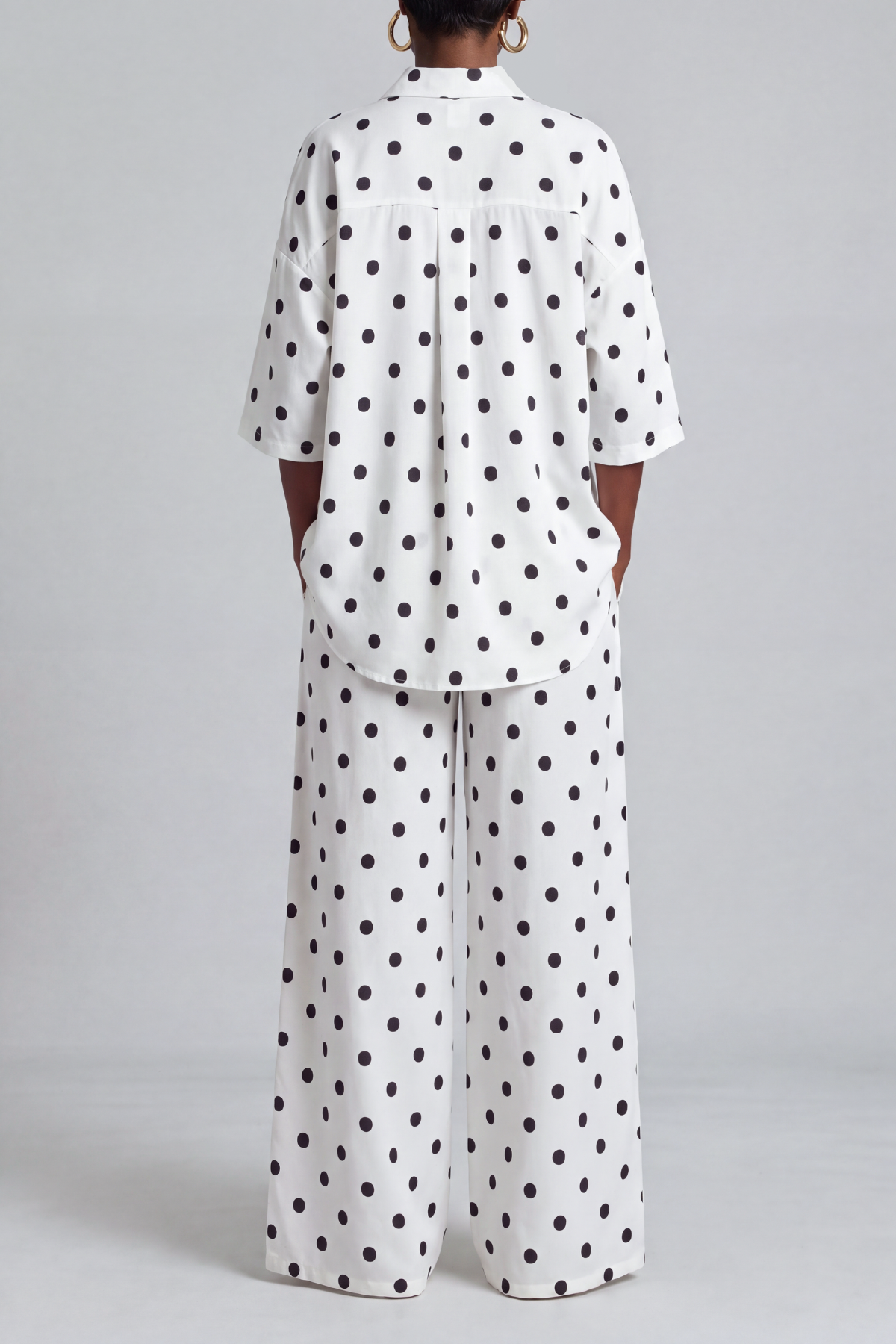 Laurent Polka Dot Button Wide Leg Pants Set 