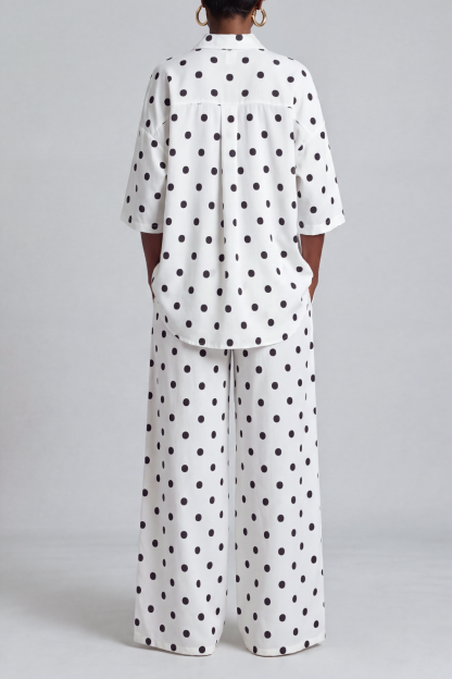 Laurent Polka Dot Button Wide Leg Pants Set 