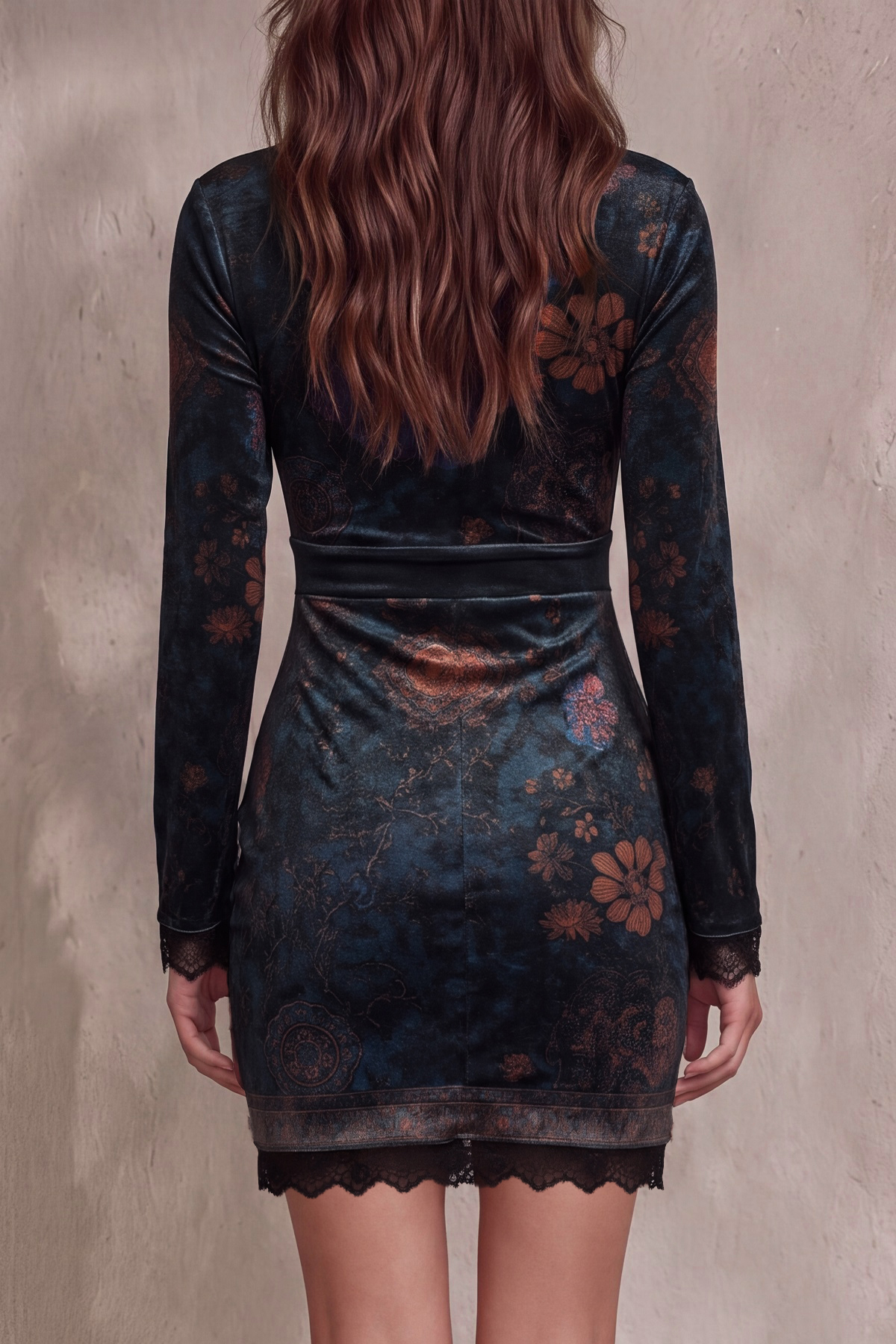 Lavinia V Neck Floral Lace Trim Mini Dress