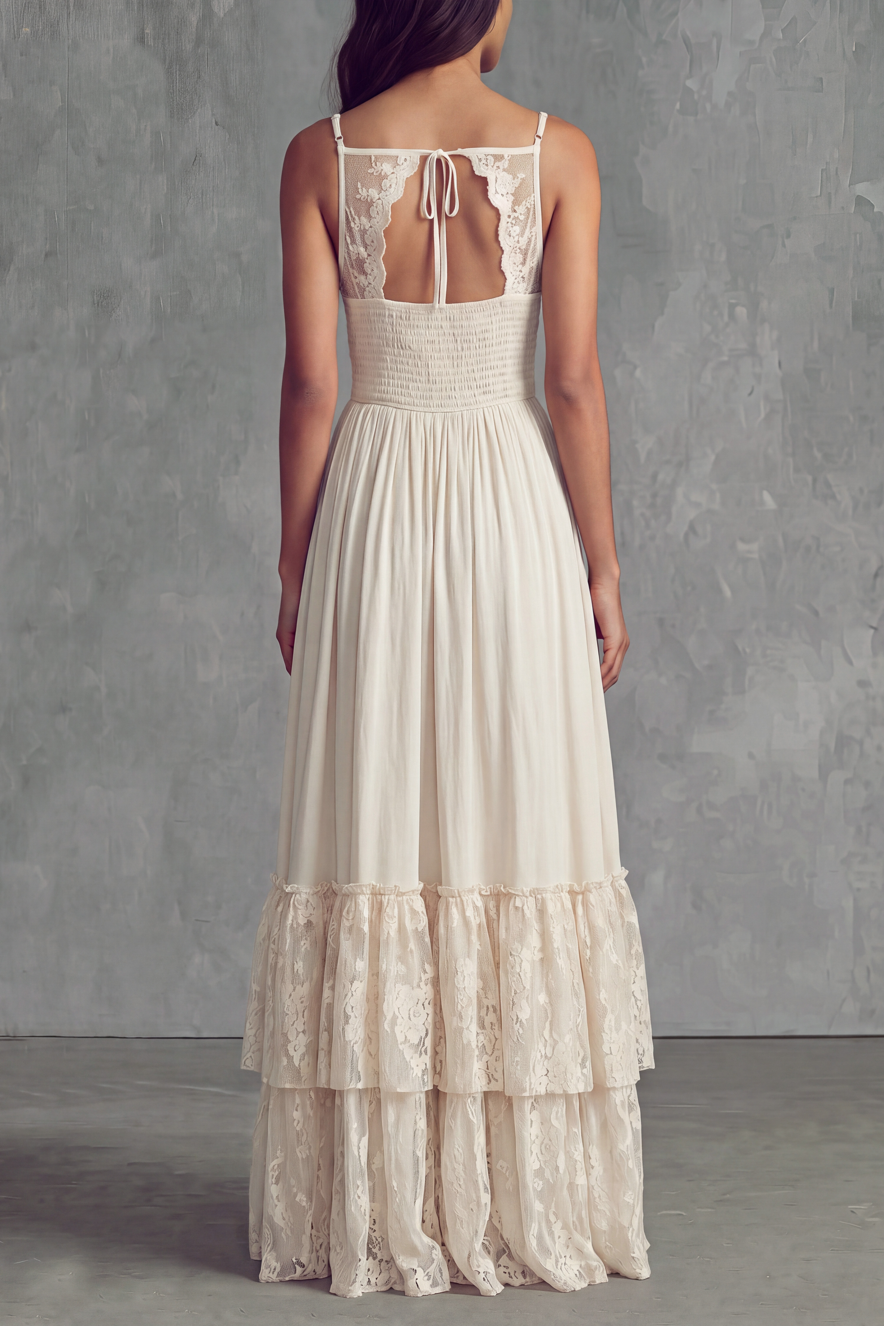 Livia Spaghetti Lace High Low Maxi Dress