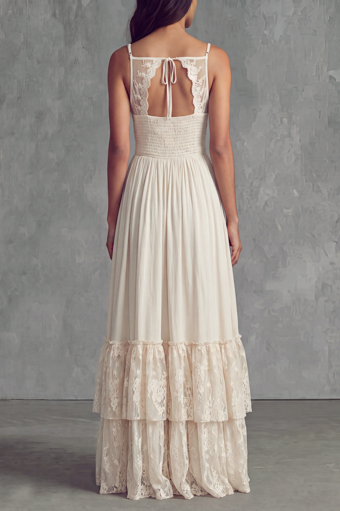 Livia Spaghetti Lace High Low Maxi Dress
