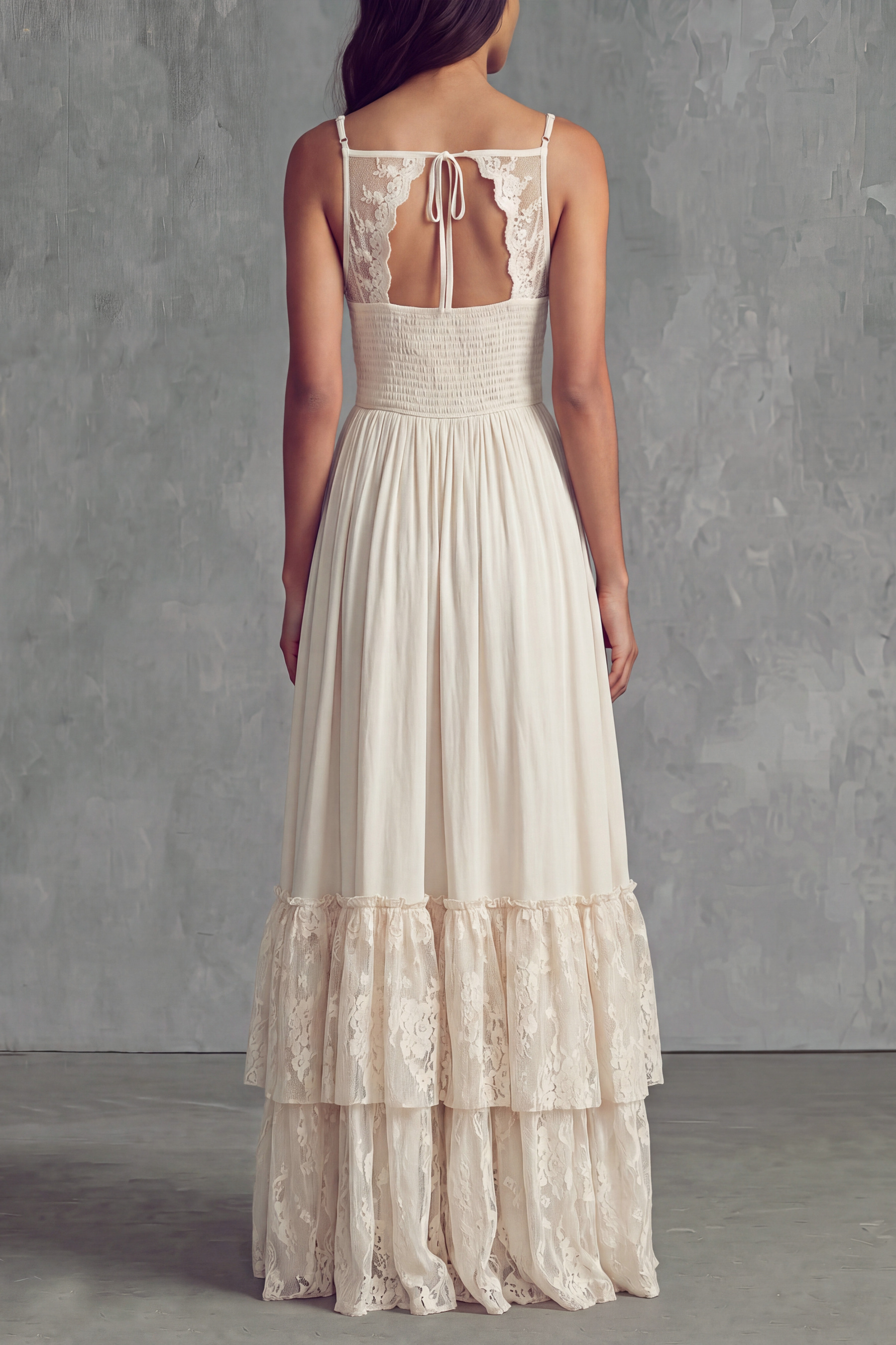 Livia Spaghetti Lace High Low Maxi Dress