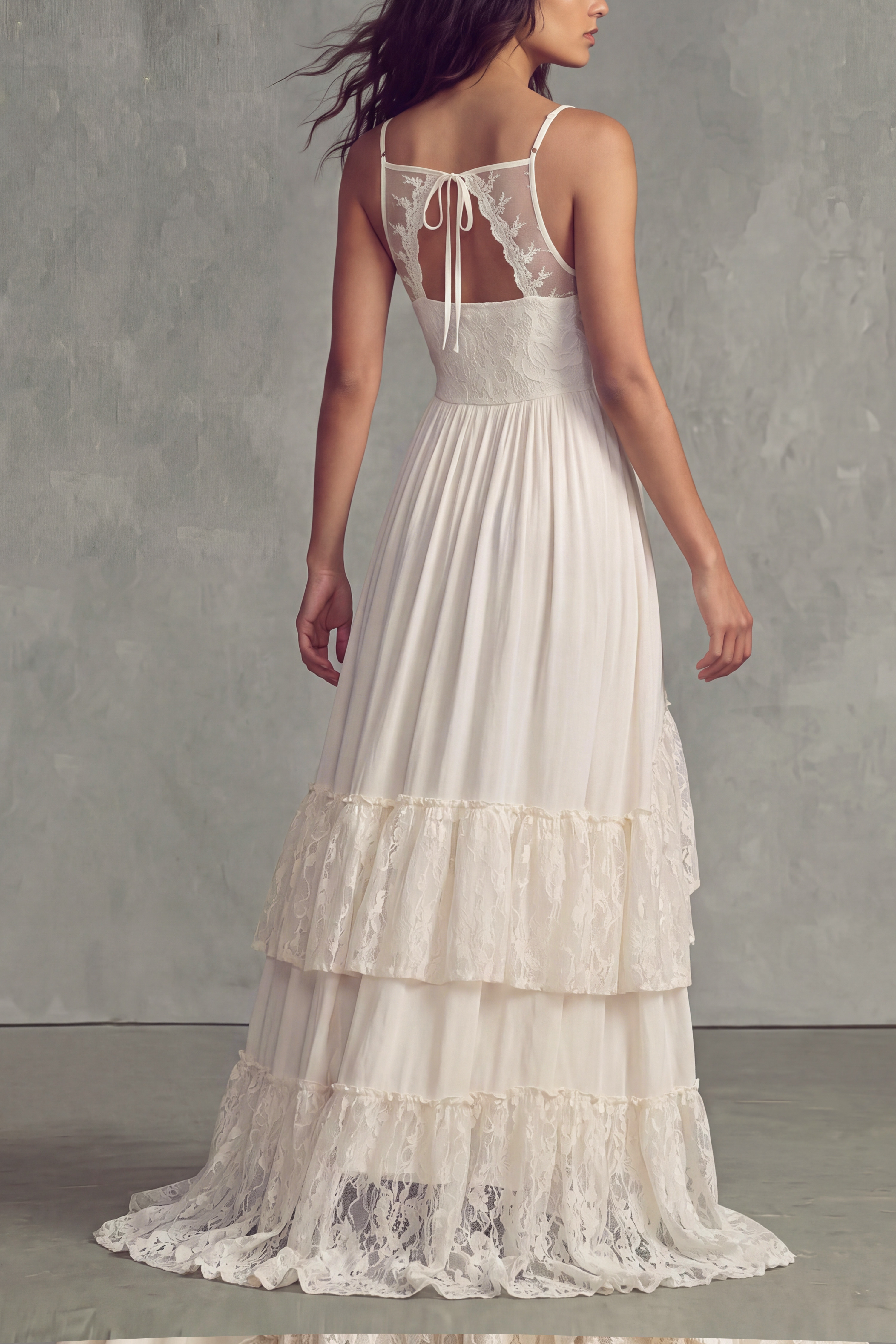 Livia Spaghetti Lace High Low Maxi Dress