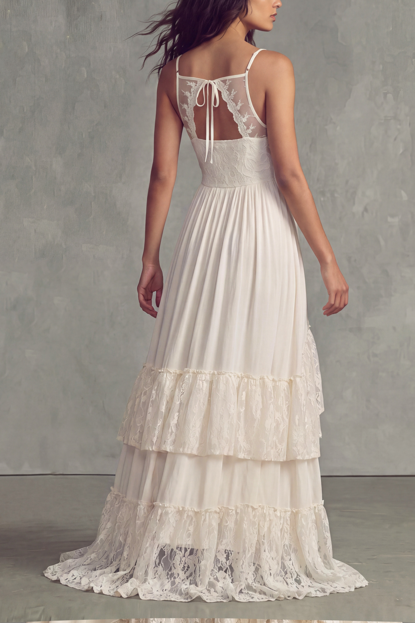 Livia Spaghetti Lace High Low Maxi Dress