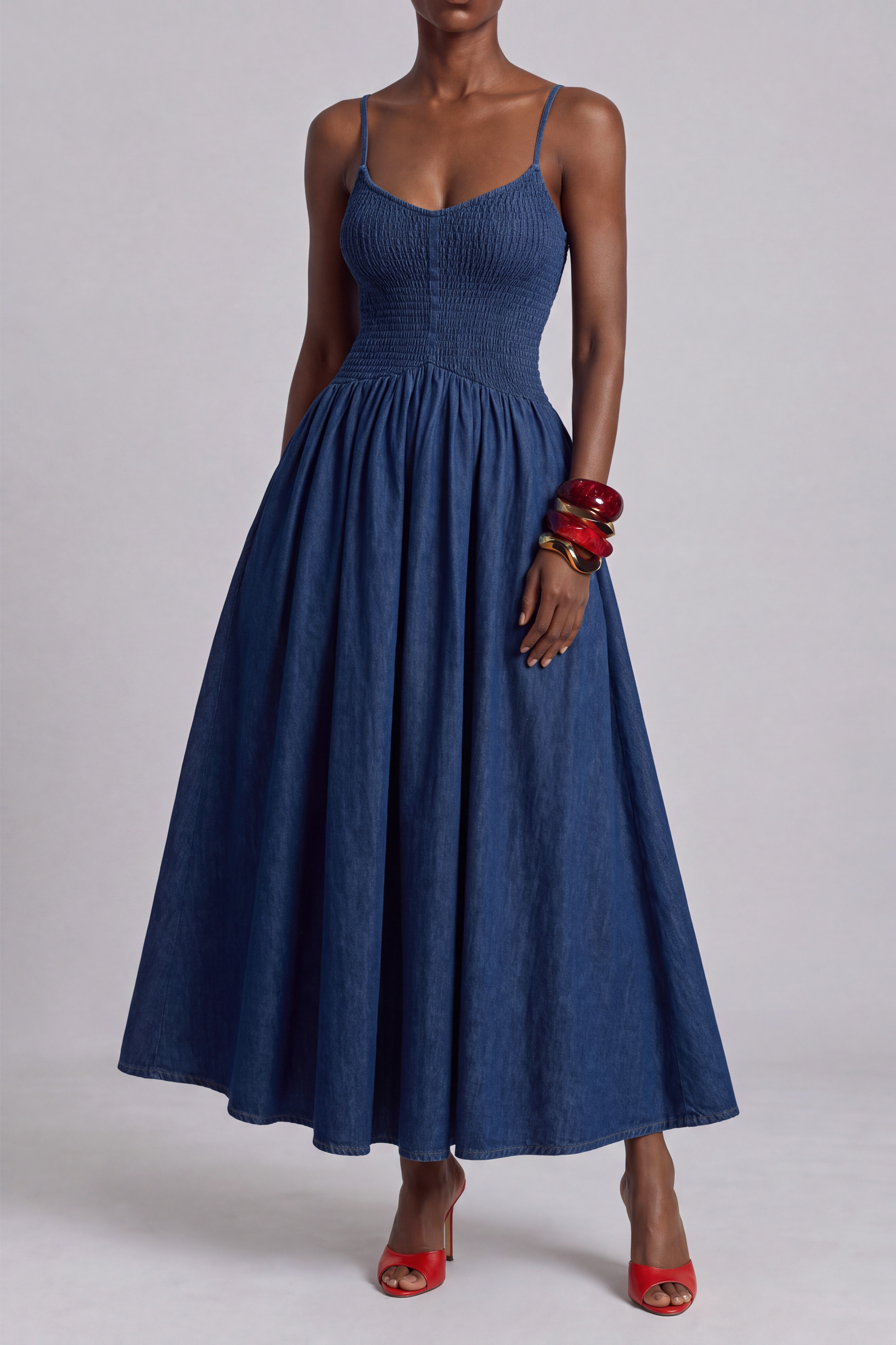 Lola Spaghetti Pleated Maxi Dress
