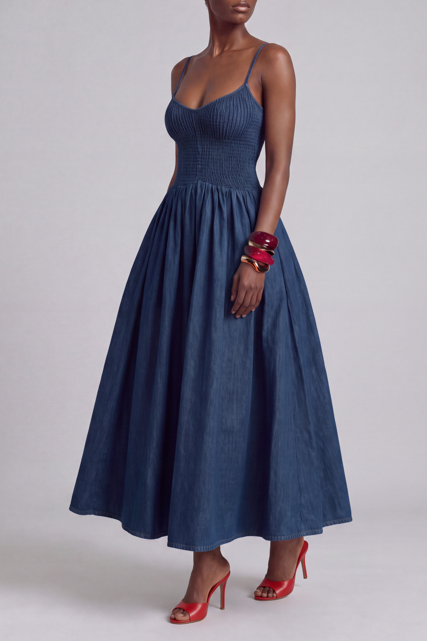 Lola Spaghetti Pleated Maxi Dress