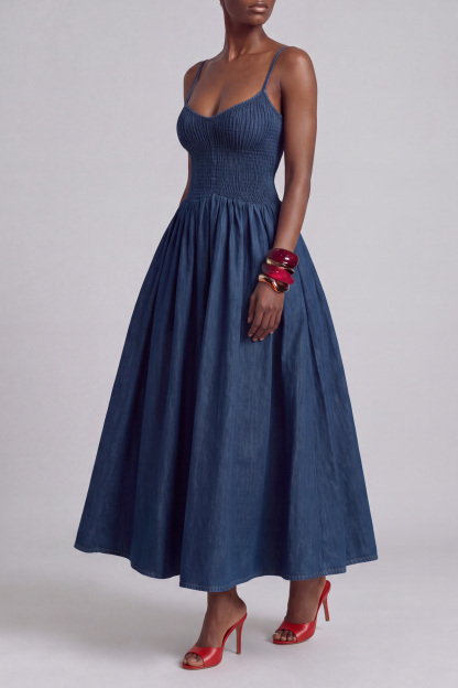 Lola Spaghetti Pleated Maxi Dress