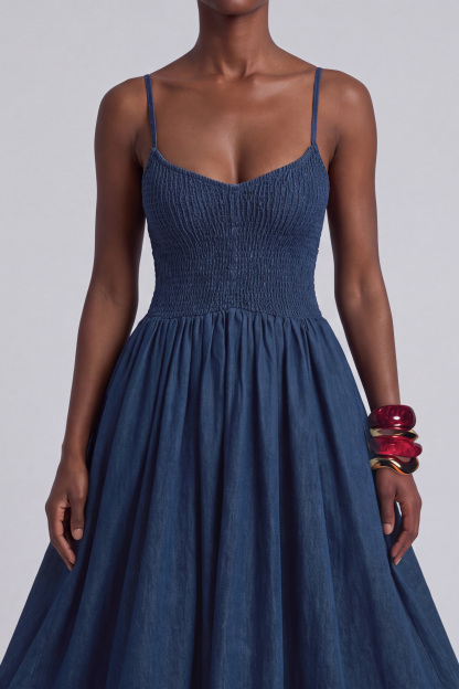 Lola Spaghetti Pleated Maxi Dress