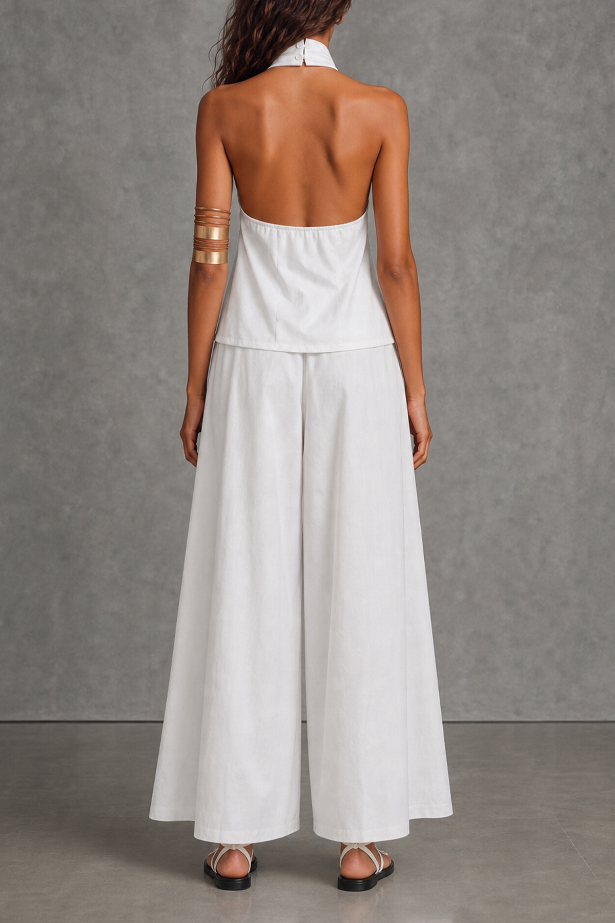 Loravia Halter Neck Wide Leg Pants Set