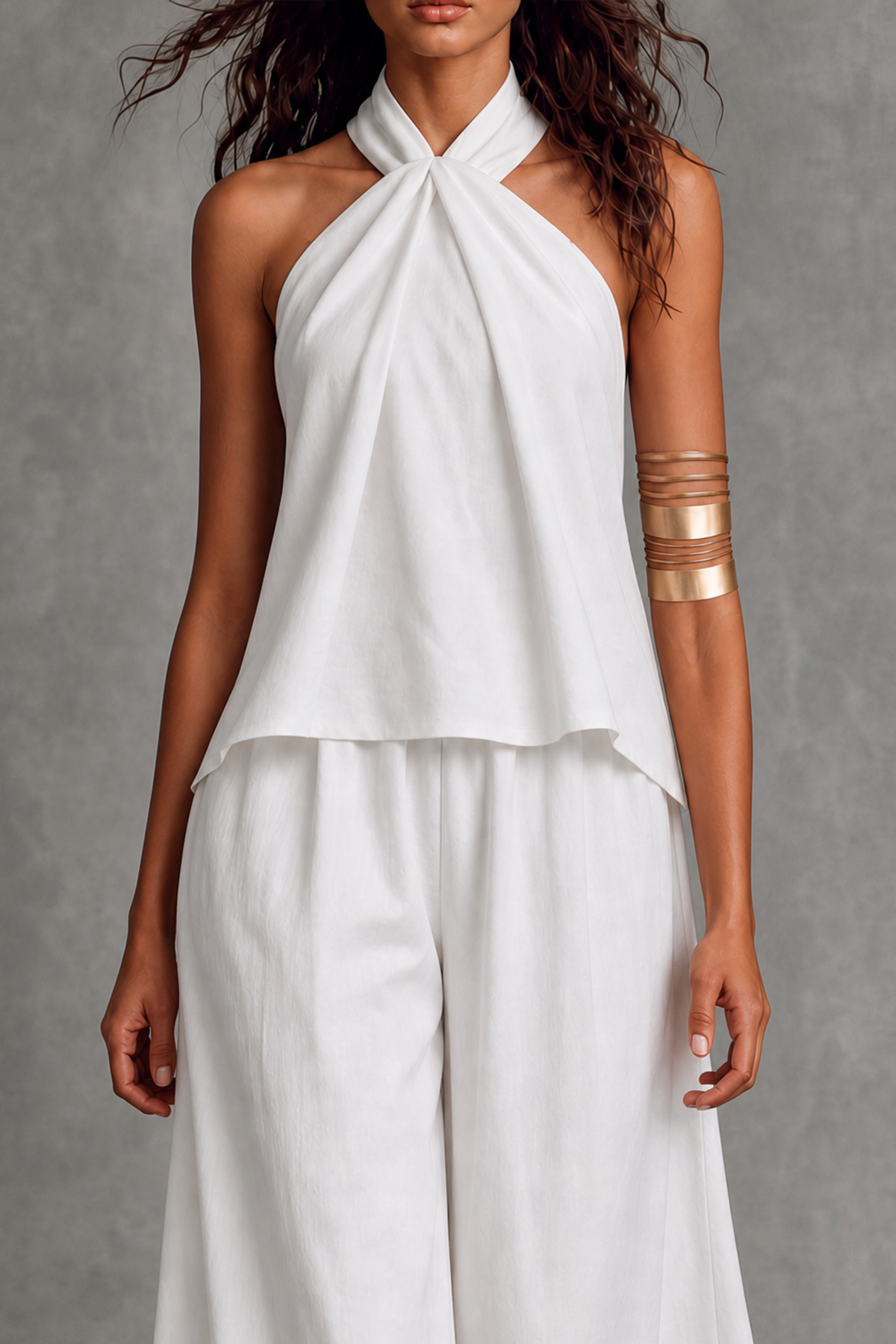 Loravia Halter Neck Wide Leg Pants Set