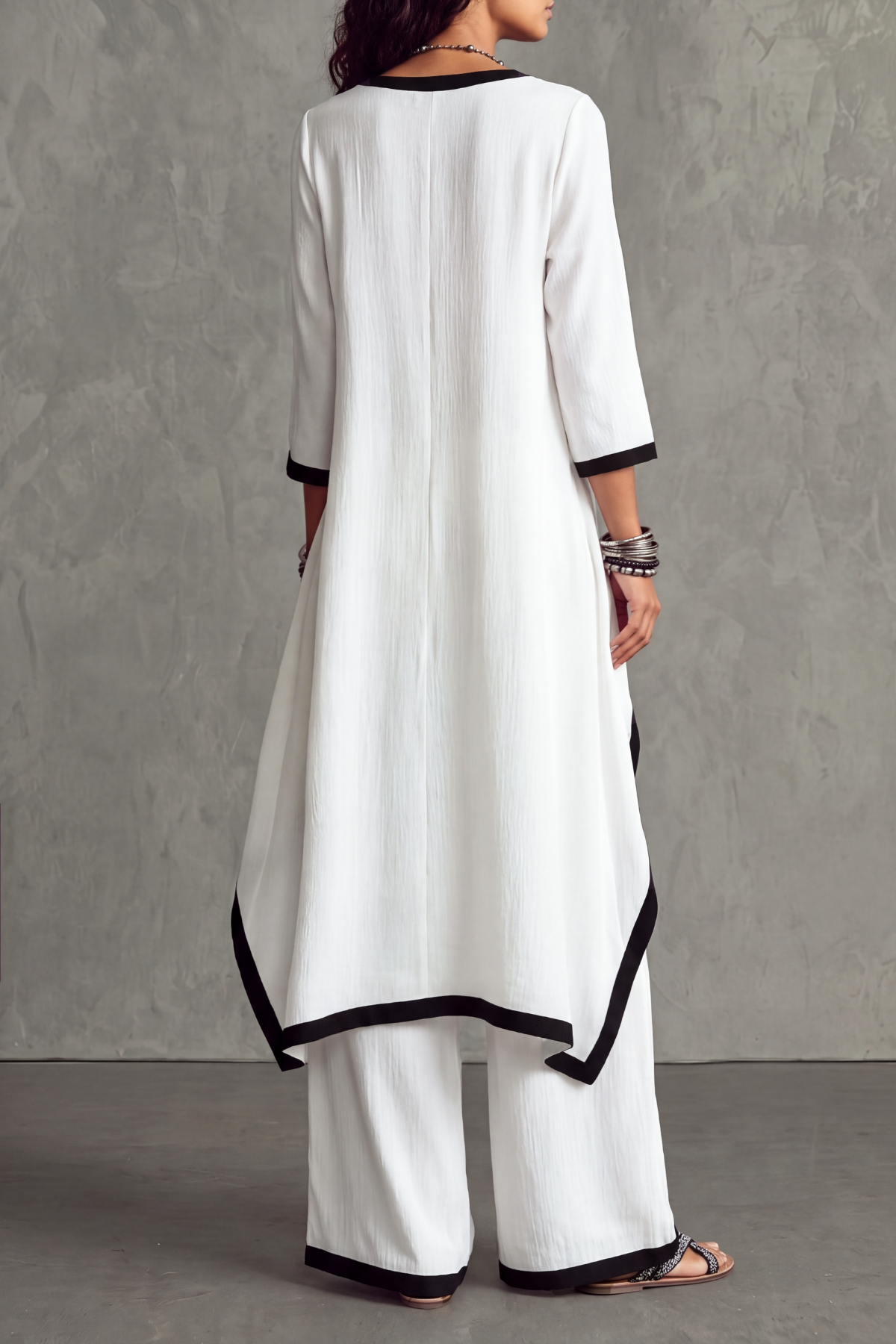 Lucy Contrast Trim Asymmetric Pants Set