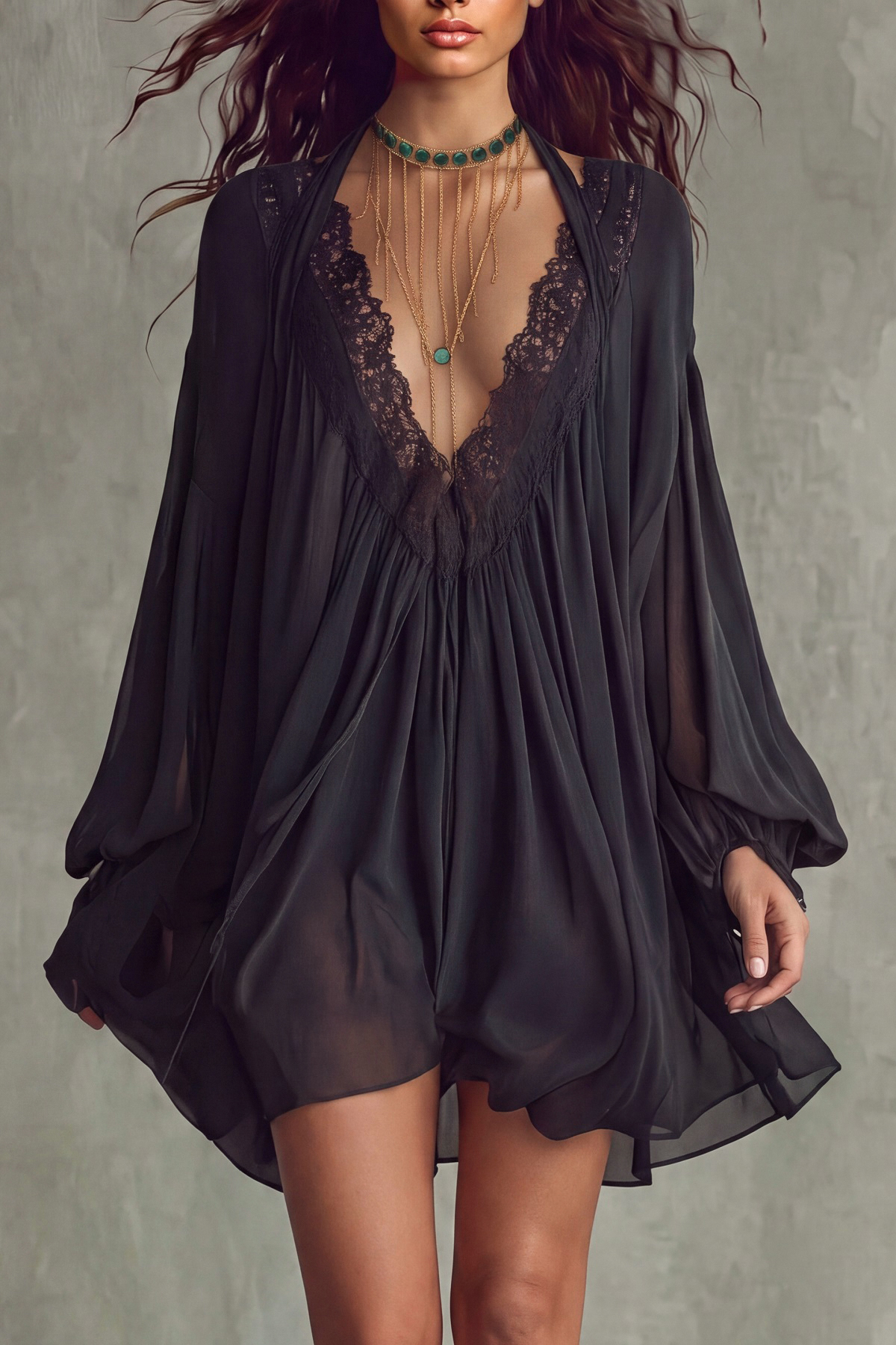 Lumora Halter Neck Lace Mini Dress