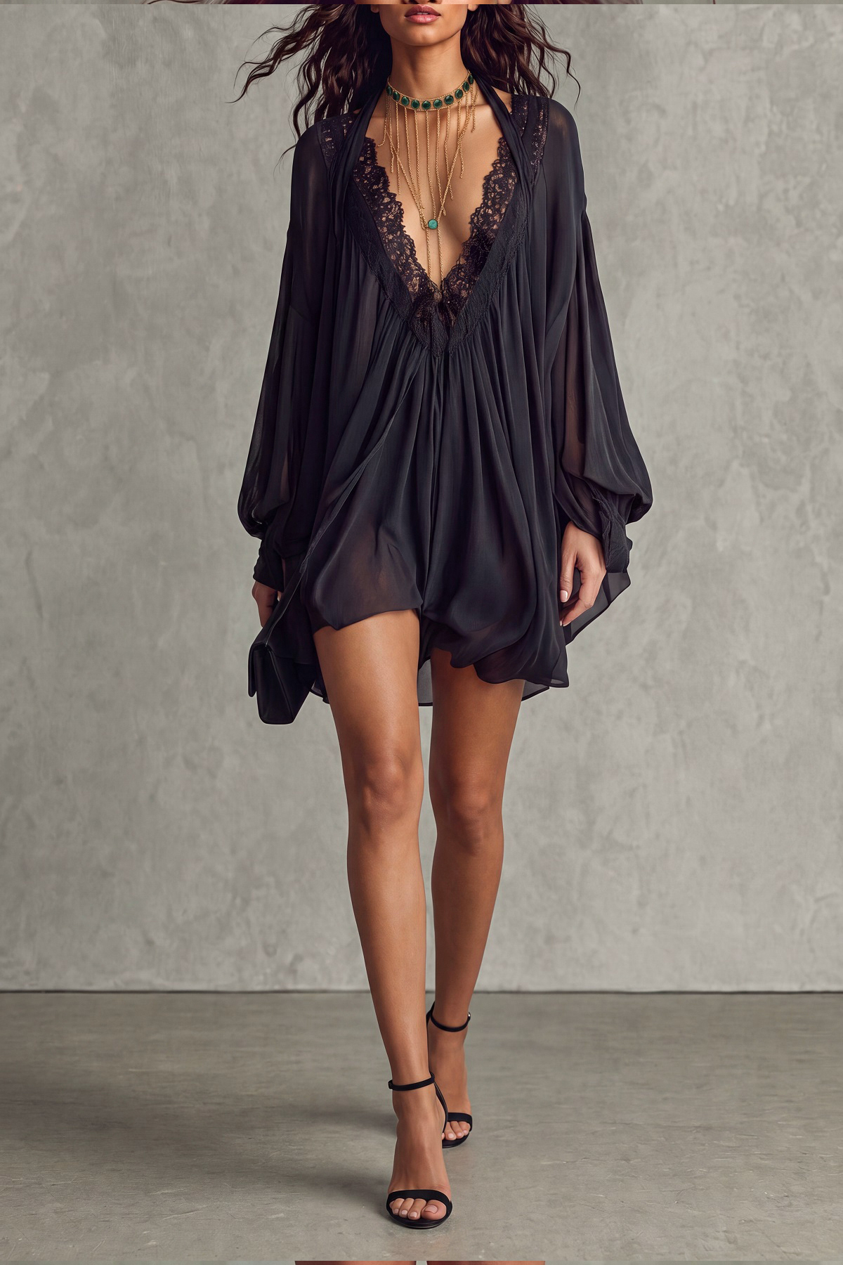 Lumora Halter Neck Lace Mini Dress