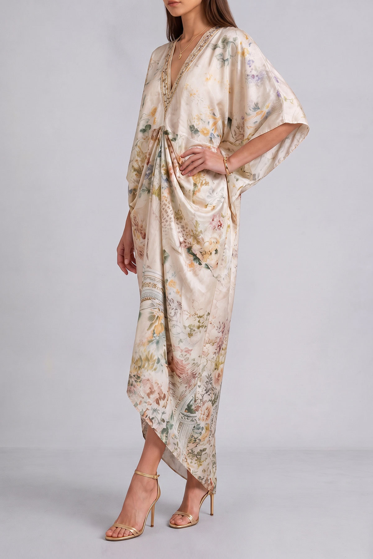 Lyla Batwing Sleeves Floral Maxi Dress