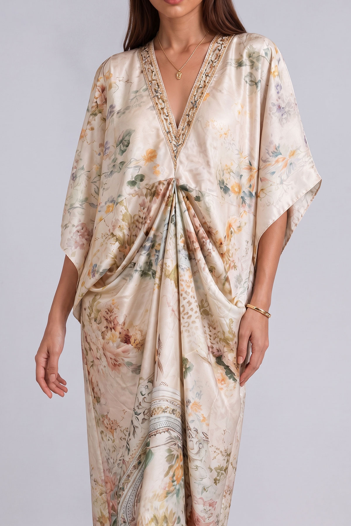 Lyla Batwing Sleeves Floral Maxi Dress