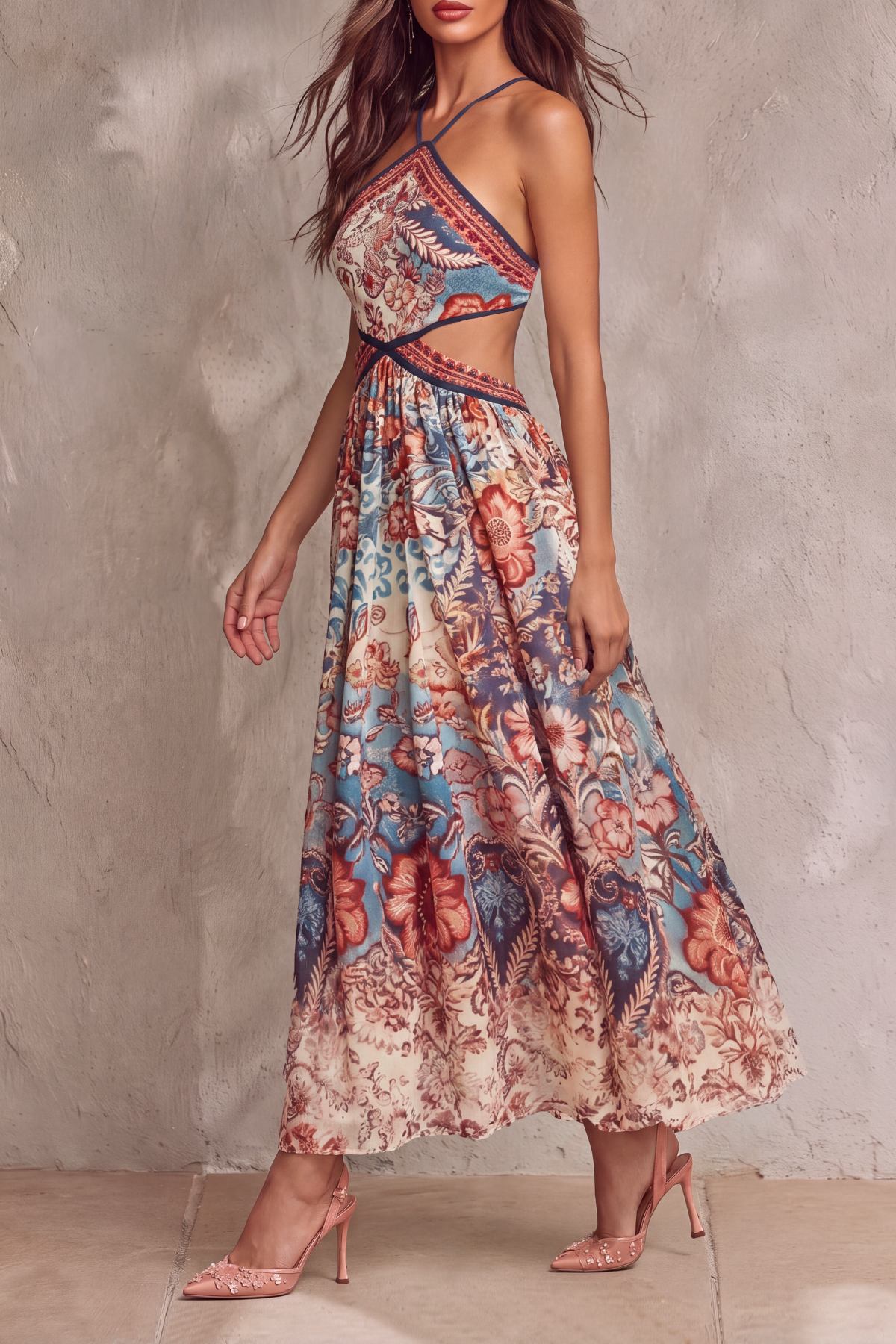 Lyra Floral Cutout Midi Dress