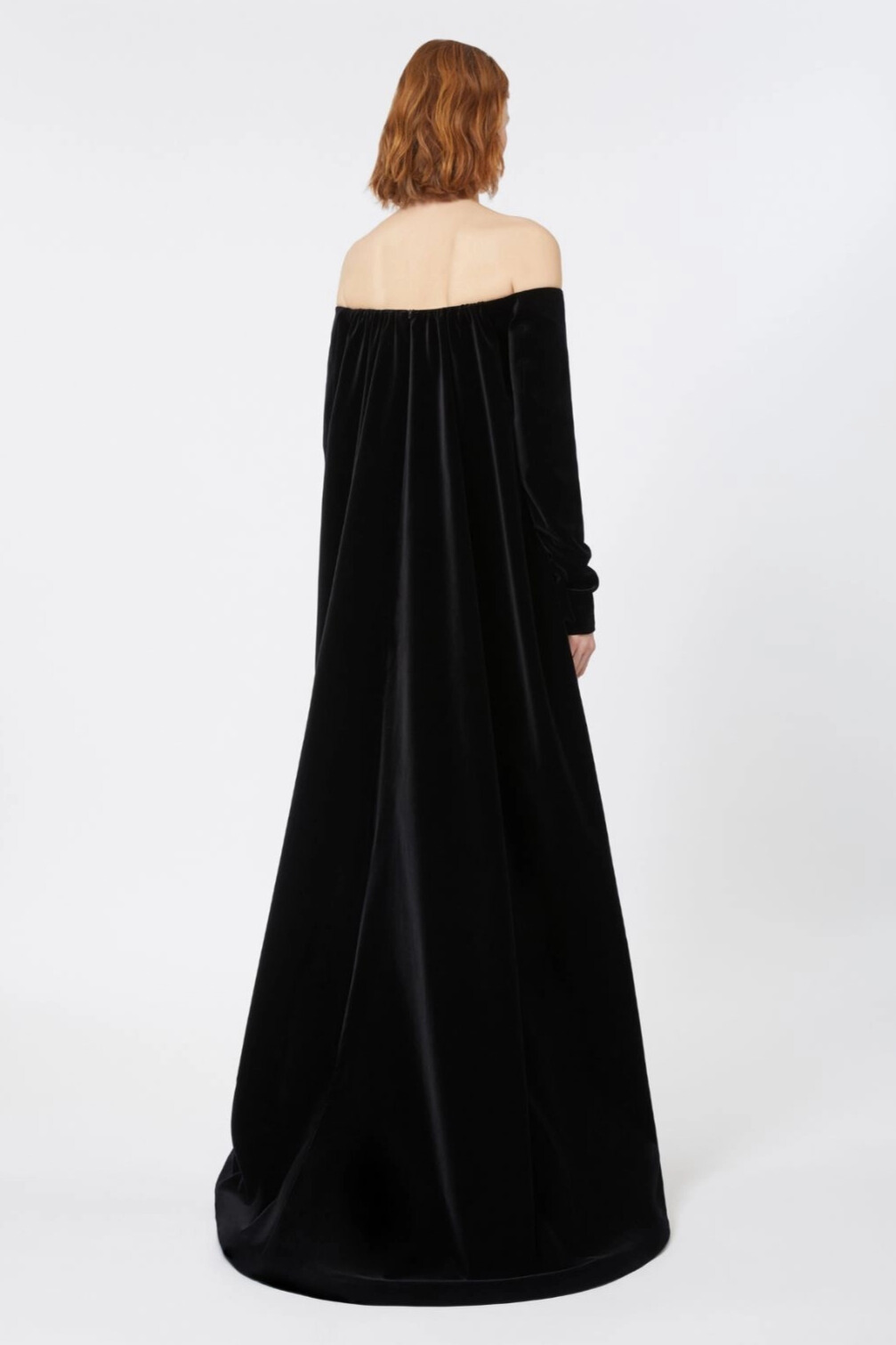 Juniper Off Shoulder Velvet Maxi Dress In Black