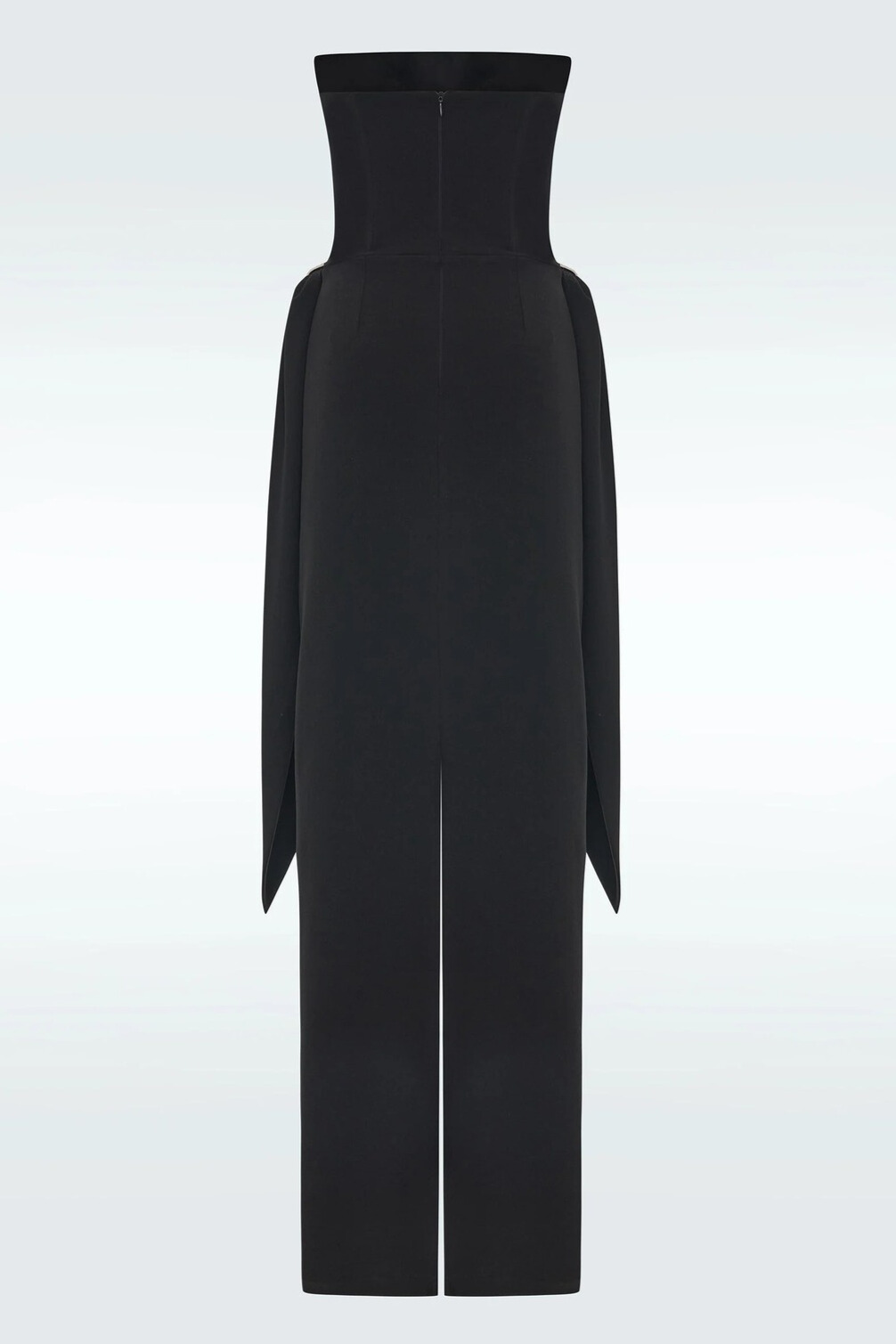 Eyre Strapless Corset Draped Maxi Dress In Black