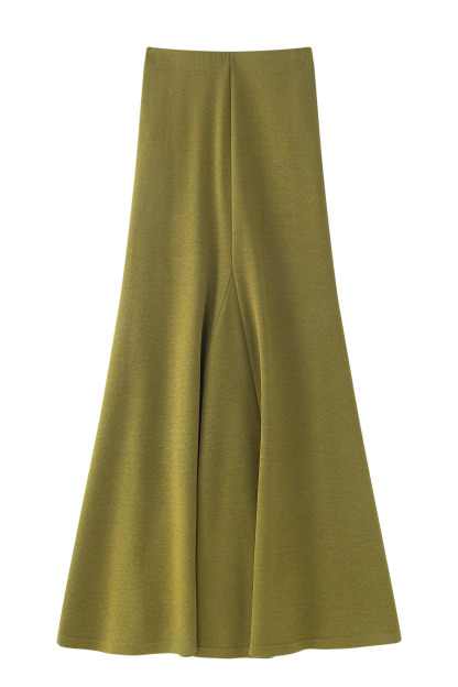 Fidelia Asymmetric Shoulder Long Sleeve Skirt Set In Olive