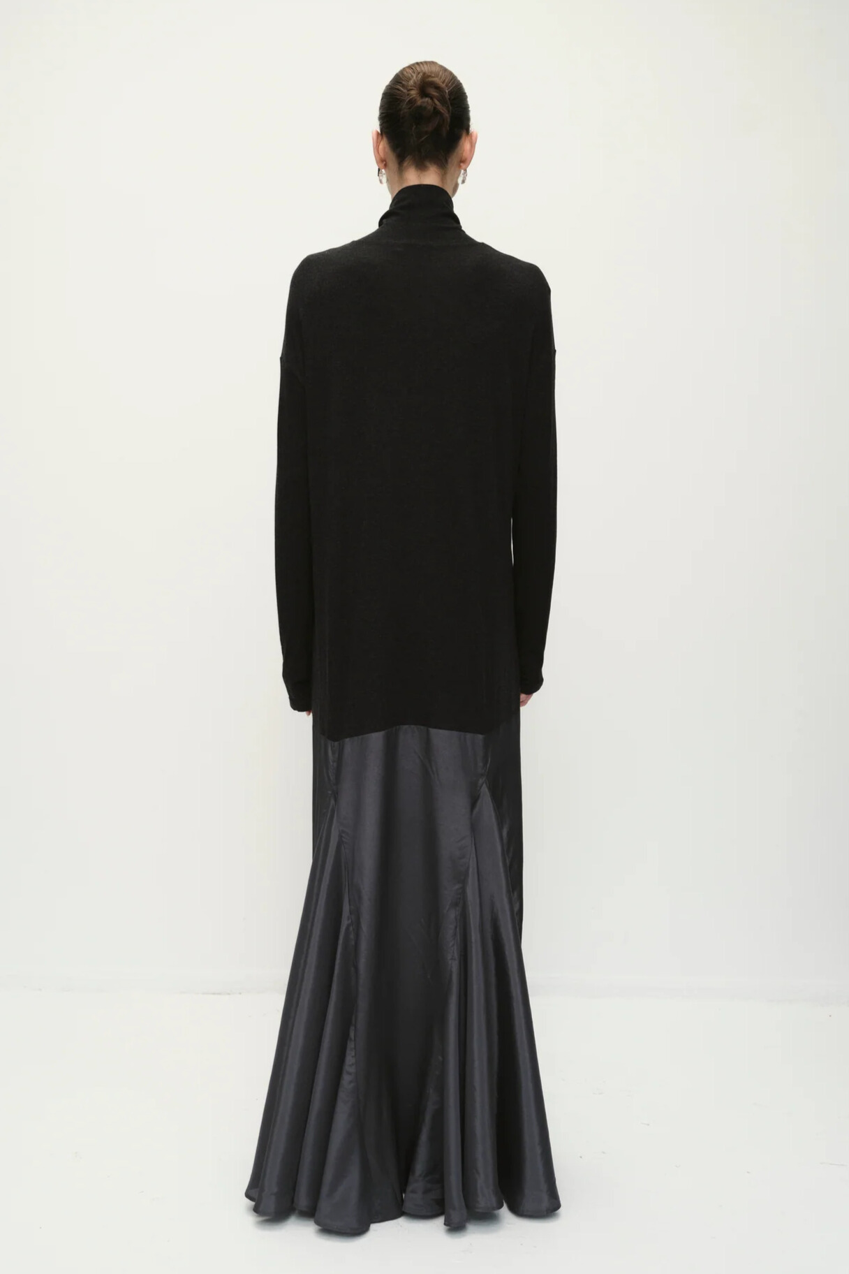 Chrissie Turtleneck Long Sleeve Maxi Dress In Black
