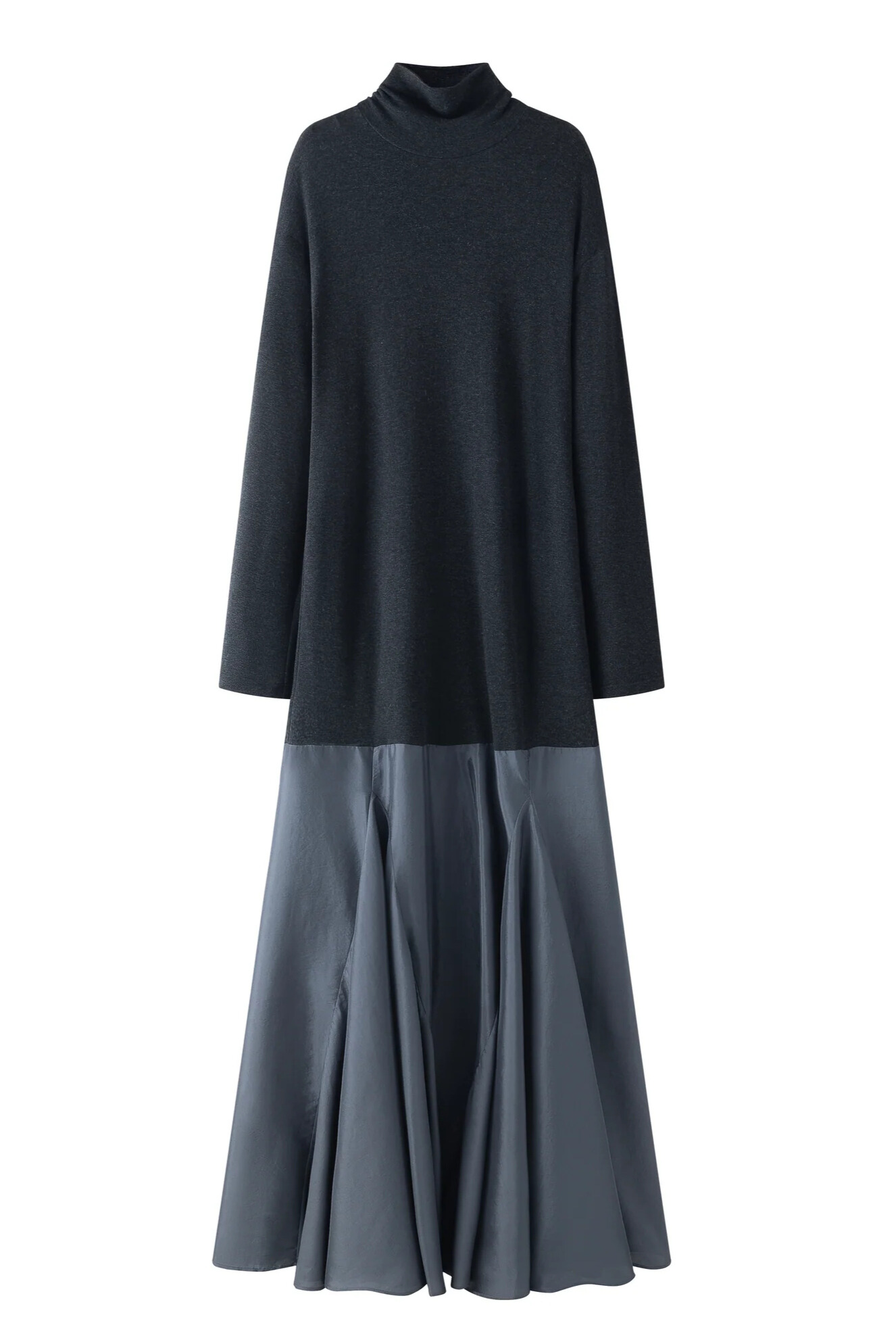 Chrissie Turtleneck Long Sleeve Maxi Dress In Black