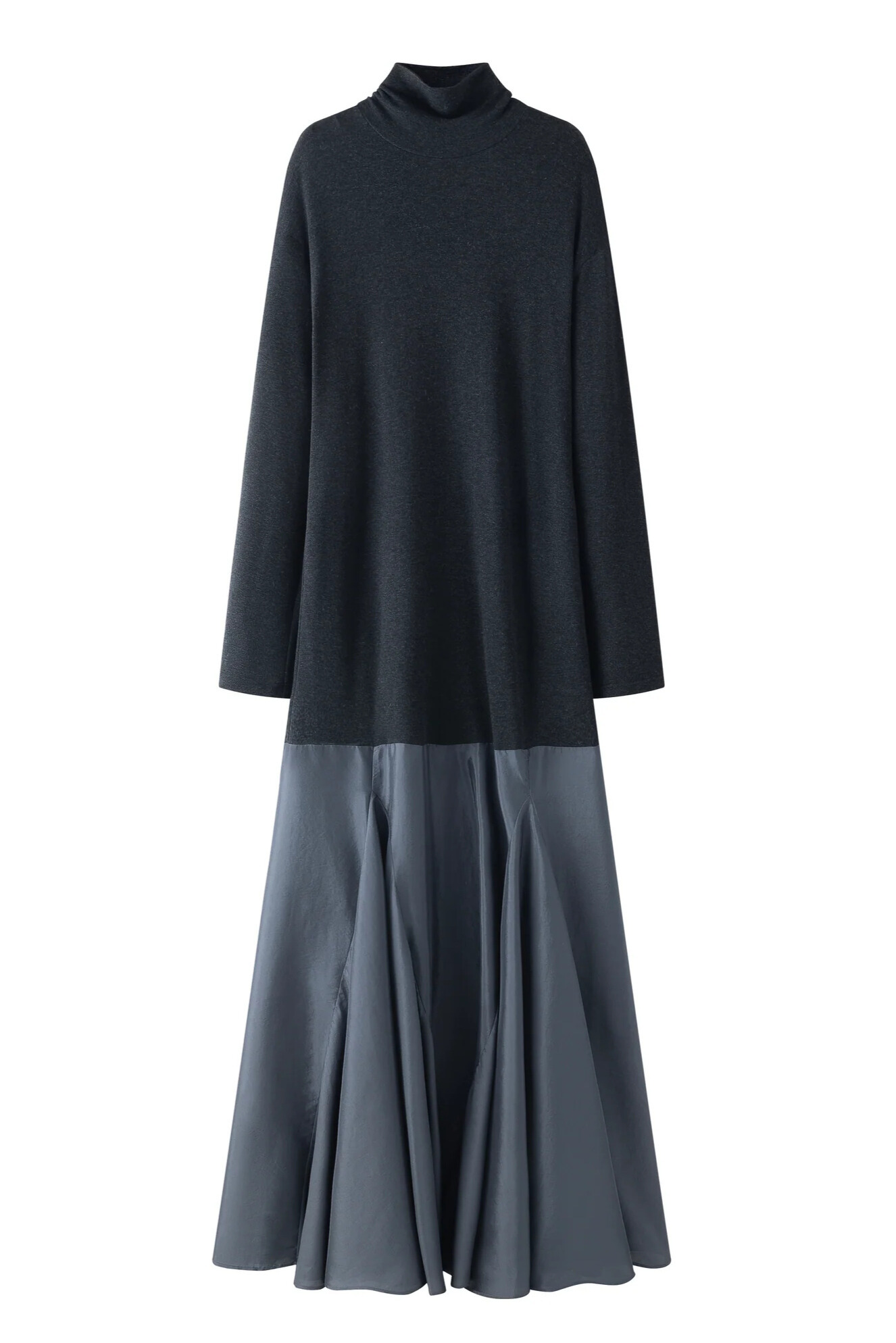 Chrissie Turtleneck Long Sleeve Maxi Dress In Black