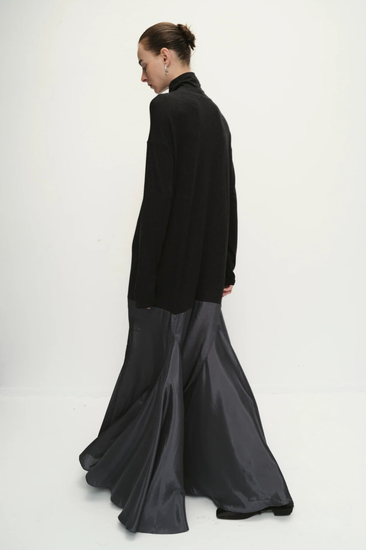 Chrissie Turtleneck Long Sleeve Maxi Dress In Black