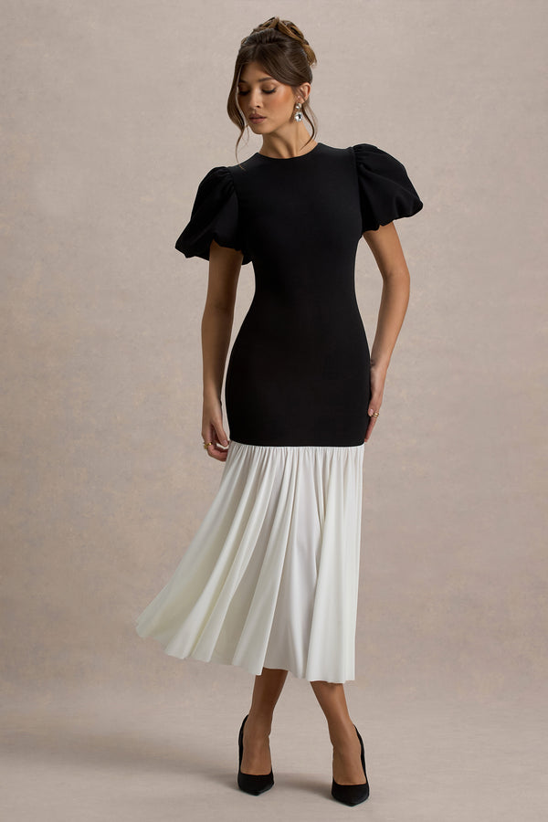 Hansel Round Neck Puff Sleeve Midi Dress