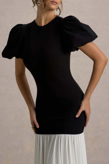 Hansel Round Neck Puff Sleeve Midi Dress