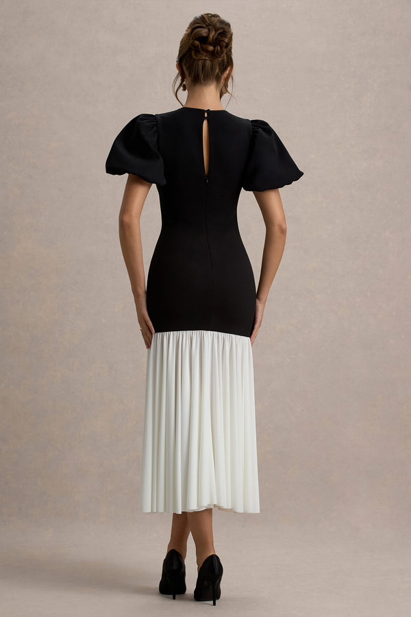 Hansel Round Neck Puff Sleeve Midi Dress