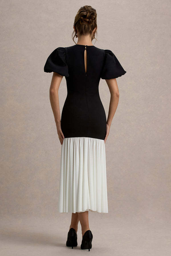 Hansel Round Neck Puff Sleeve Midi Dress