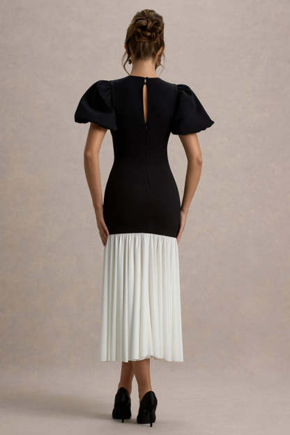 Hansel Round Neck Puff Sleeve Midi Dress