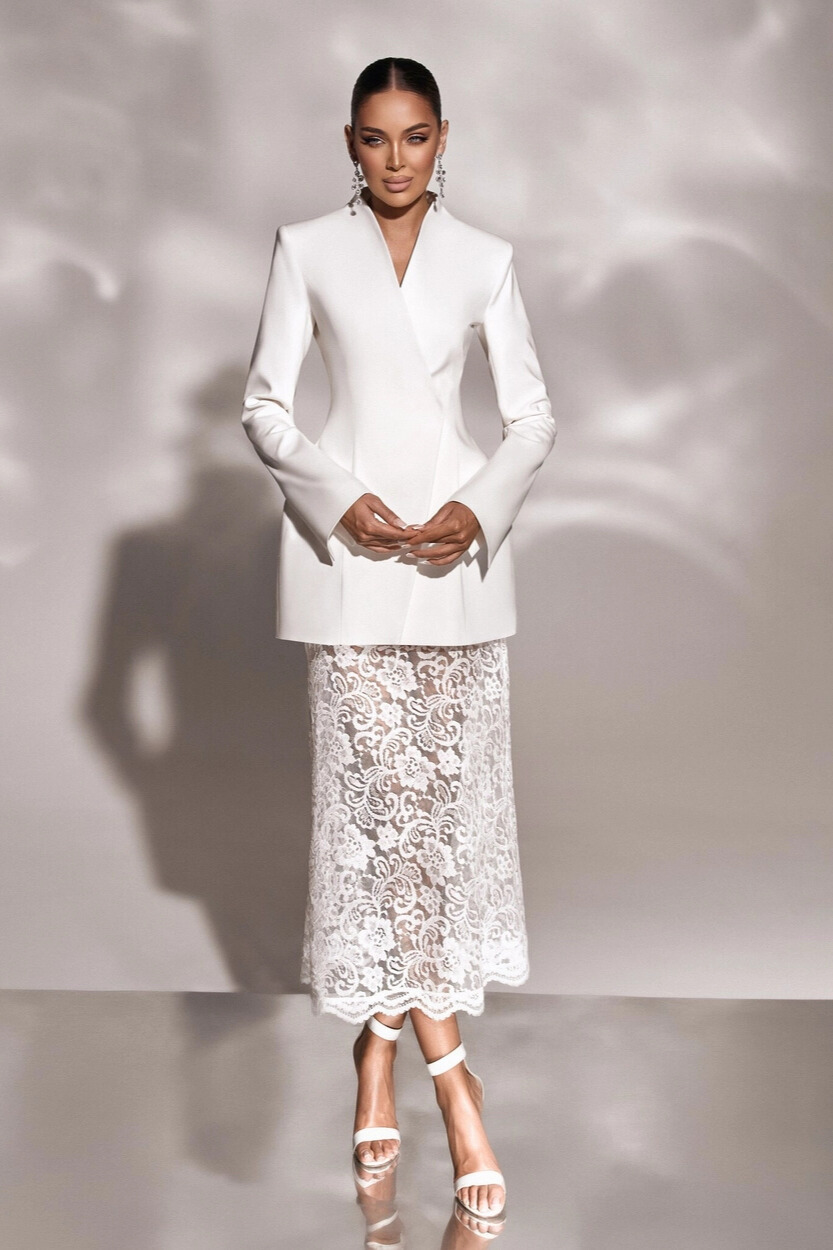 Jersey Long Sleeve Floral Lace Midi Dress