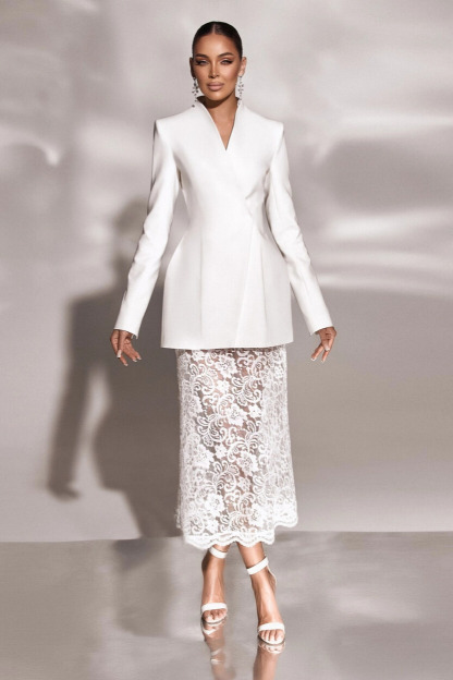 Jersey Long Sleeve Floral Lace Midi Dress