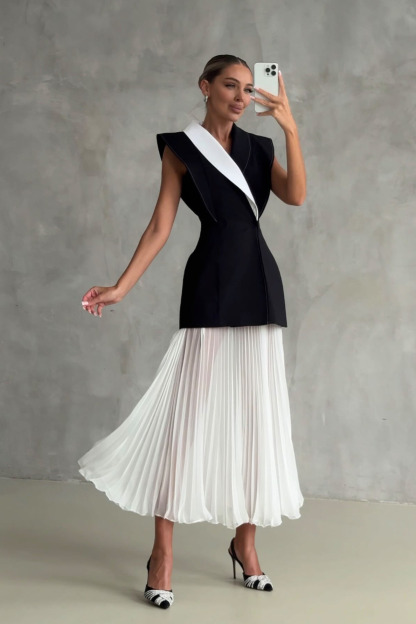 Esme V Neck Pleated Midi Dress