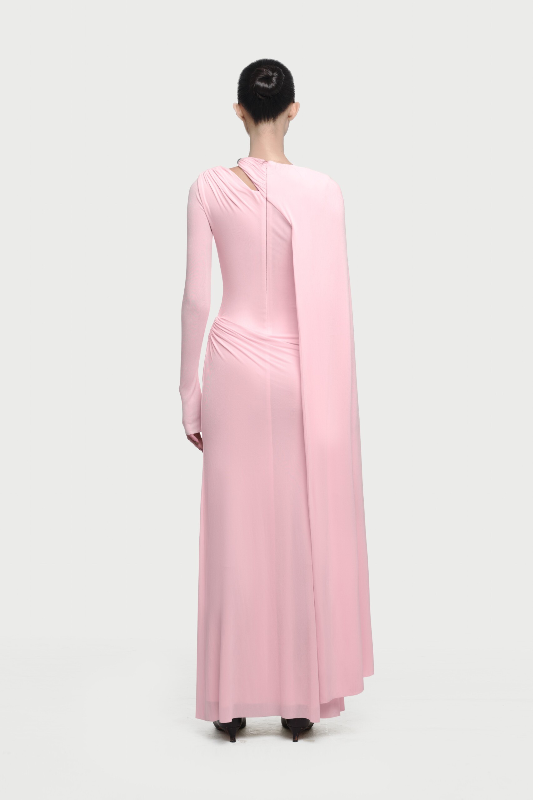 Viola Long Cape Sleeve Maxi Dress In Pink