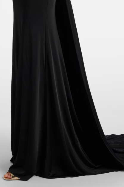 Tilly Long Sleeve Backless Ruched Maxi Dress In Black