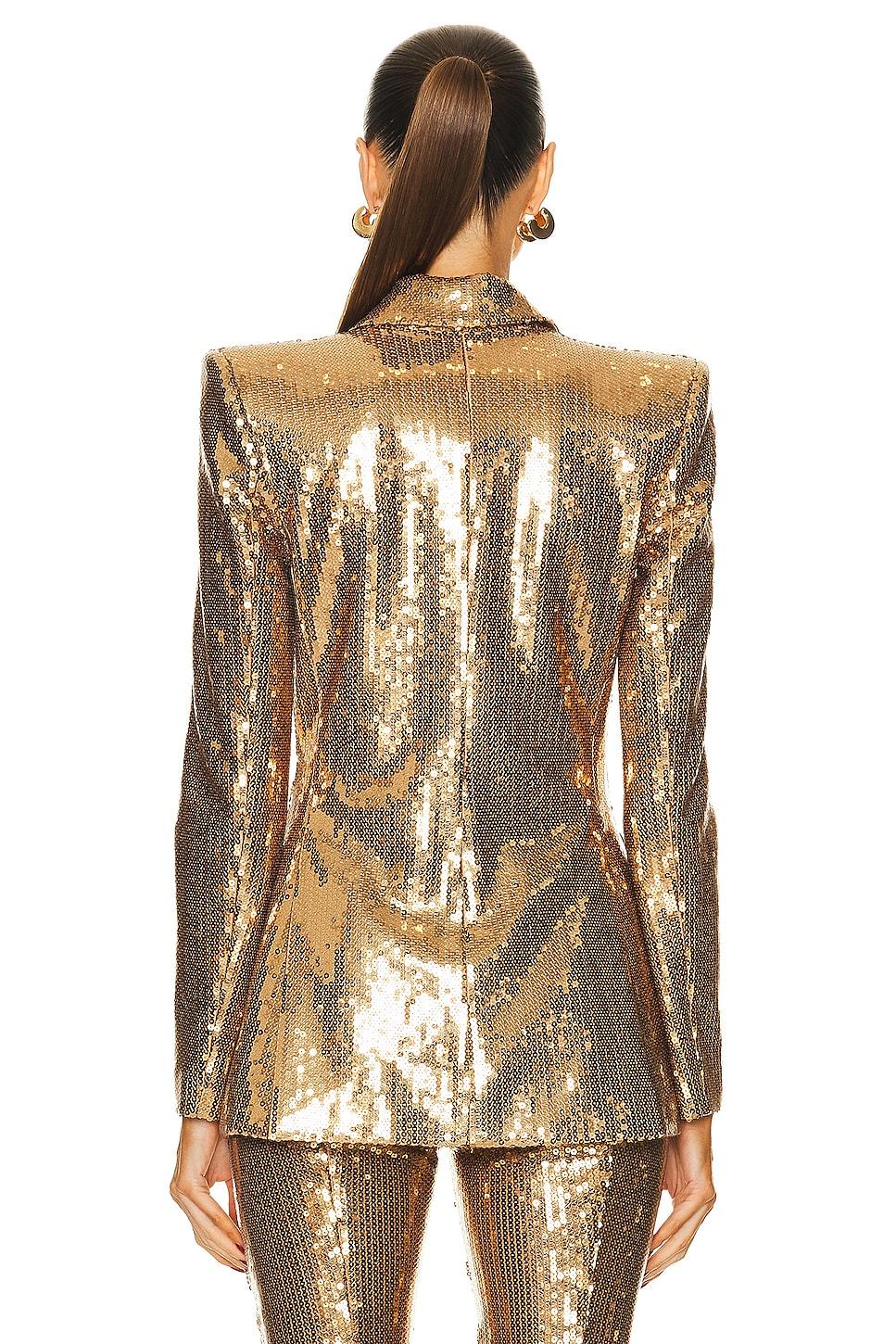 Orla Plunge Neck Blazer Sequin Set In Gold