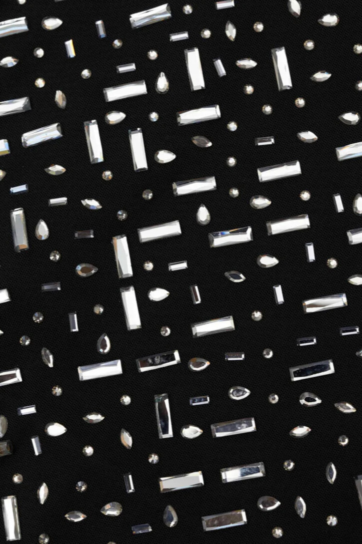 Ensely High Neck Rhinestone Maxi Dress In Black